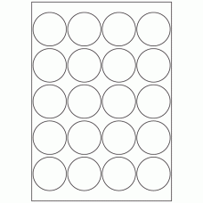 469 - Label Size 50mm dia - 20 labels per sheet 