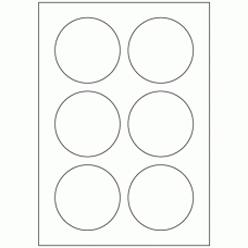 593 - Label Size 80mm dia - 6 labels per sheet 