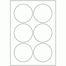 662 - Label Size 85mm Dia - 6 labels per sheet 