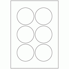 663 - Label Size 75mm Dia - 6 labels per sheet 