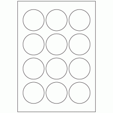 665 - Label Size 57mm Dia - 12 labels per sheet 