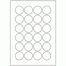 668 - Label Size 38mm Dia - 24 labels per sheet 