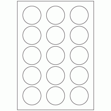 346 - Label Size 50mm dia - 15 labels per sheet 